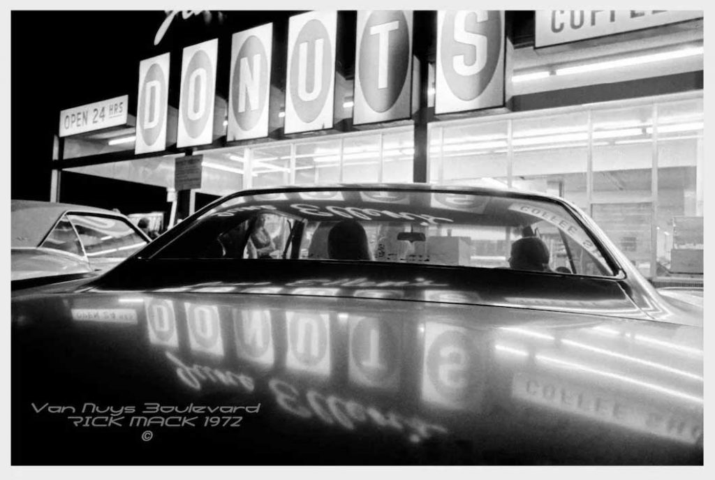 rick mccloskey; van nuys boulevard 1972; June Ellen's Donuts sign; fluorescent lights